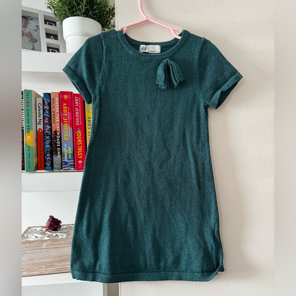 Kids Green Dress with Tassel Detail